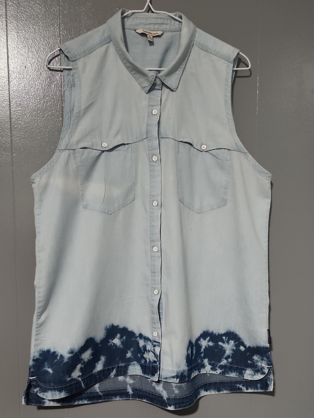 Calvin Klein Jeans Light Blue Sleeveless Button Shirt